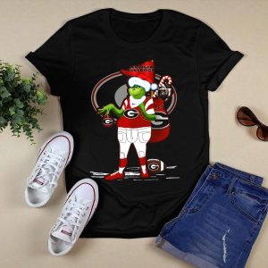 Grinchxmas Georgia Bulldogs Football Santa Sack Candy Cane T Shirt