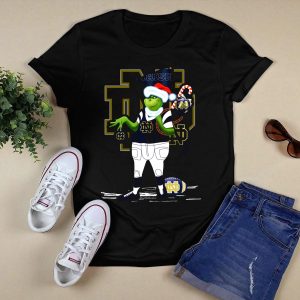 Grinchxmas Irish Notre Dame Fighting Irish Football Santa Holiday T-Shirt