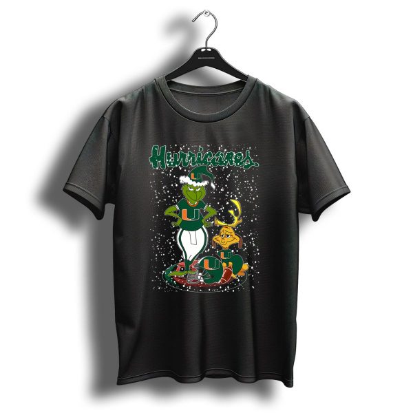 Grinchxmas Miami Hurricanes Snowy Christmas Scene With University T Shirt 1 t shirt 1