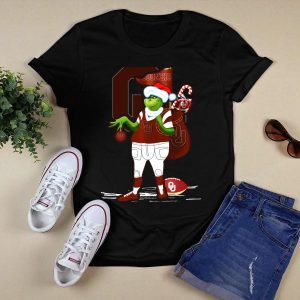 Grinchxmas Oklahoma Sooners Santa Football Sack T-Shirt