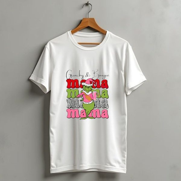 Grinchy And Bougie Mama Christmas With Festive Grinch Holding Champagne T Shirt 1 t shirt 1