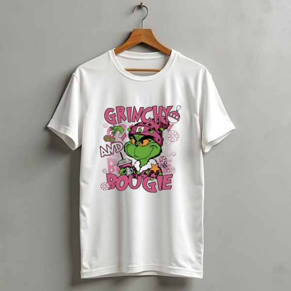 Grinchy And Bougie Pink Christmas Holiday T Shirt 1 t shirt 1
