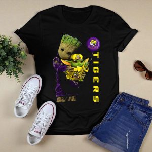 Groot And Baby Yoda Lsu Tigers Fan Gear T-Shirt