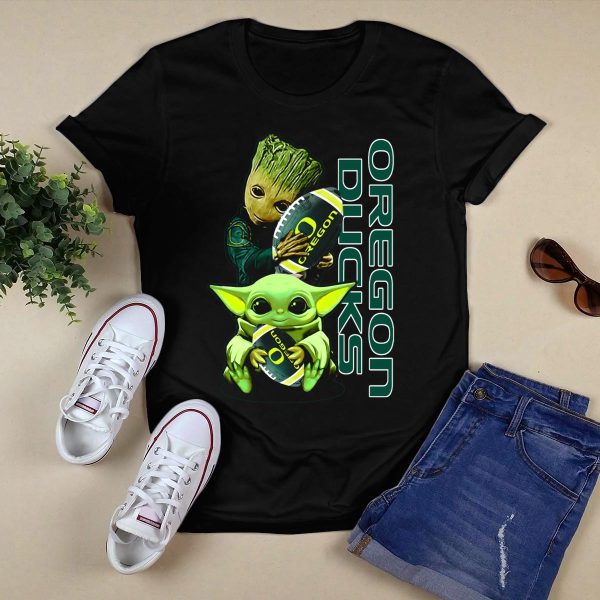 Groot Baby Yoda Oregon Ducks Football T Shirt 1