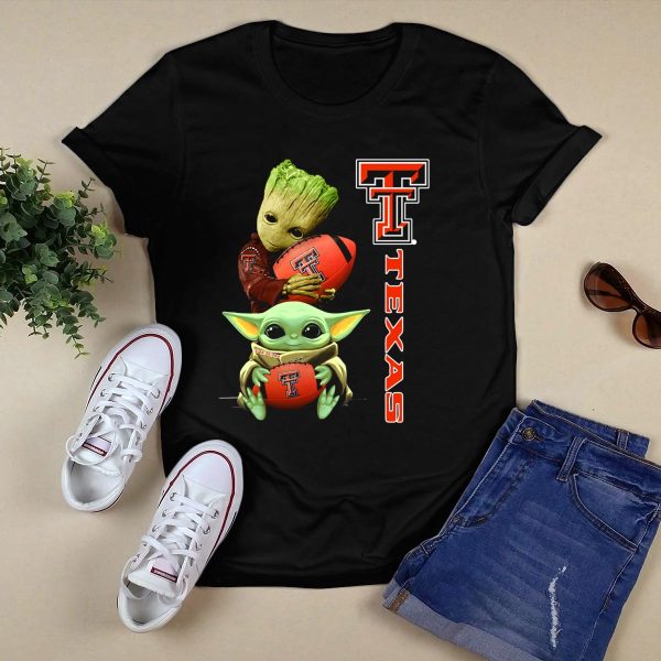 Groot Baby Yoda Texas Tech Football T Shirt Black 1