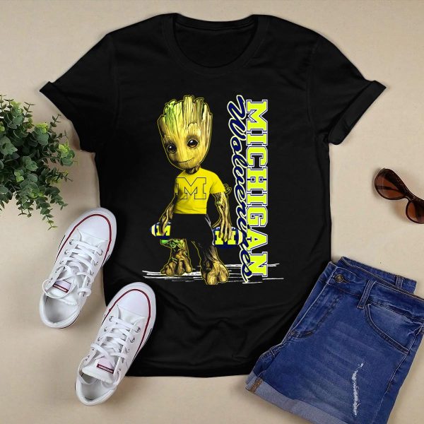Groot Michigan Wolverines M Logo Skating Fan T Shirt Black 1