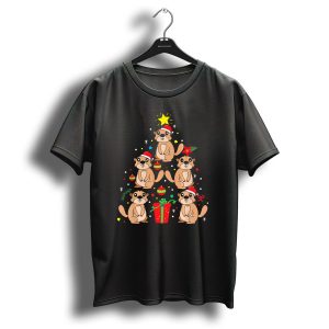Groundhog Christmas Ornament Tree With Santa Hats And Gift T Shirt