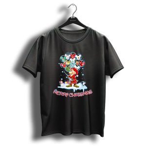 Grumpy Character With Festive Balloons Merry Christmas T Shirt