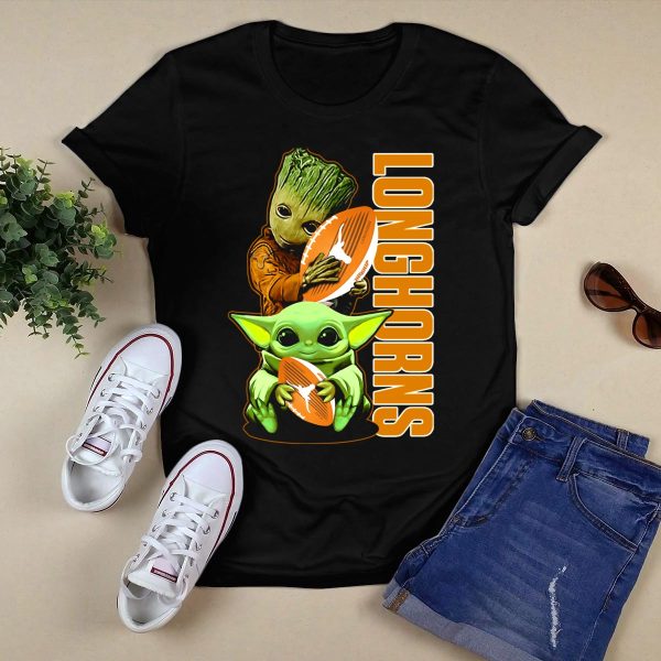 Grzd Texas Longhorns Football Grogu Groot T Shirt Style 1 Black 1