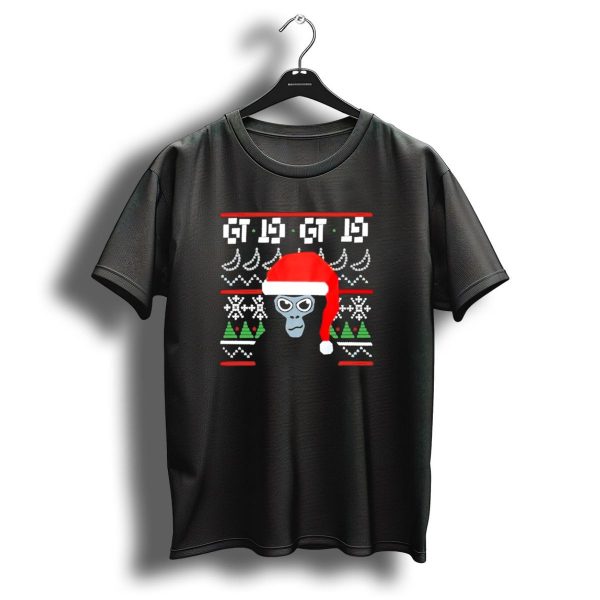 Gt Is Gt Is Festive Monke Claus Santa Hat Christmas Trees Snowflakes T Shirt 1 t shirt 1