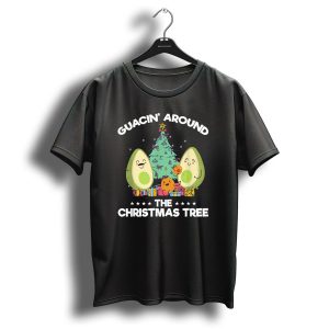 Guacin Around The Christmas Tree Funny Tropical Christmas Avocado Holiday Scene T-Shirt