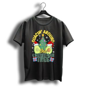 Guacin Around The Christmas Tree Snowflakes Presents Santa Hats T Shirt