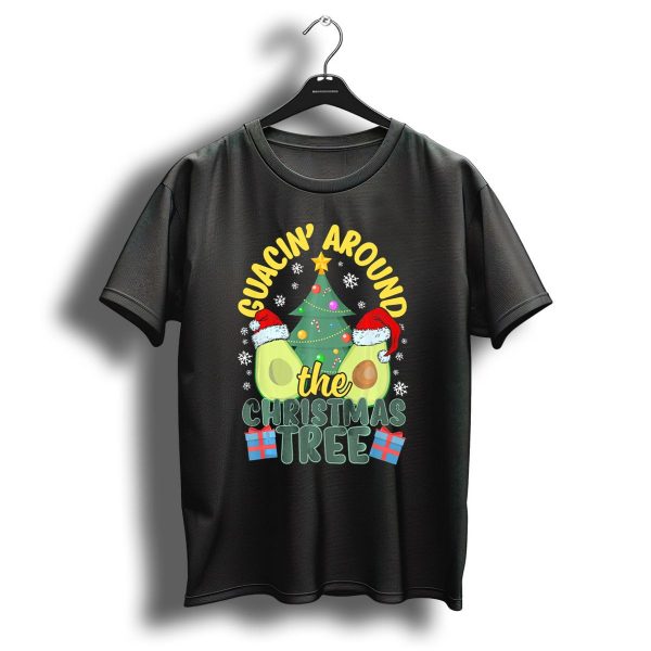 Guacin Around The Christmas Tree Snowflakes Presents Santa Hats T Shirt 1 t shirt 1