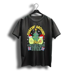 Guacin' Around The Christmas Tree Snowflakes Presents Santa Hats T-Shirt