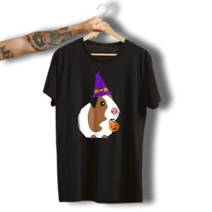 Guinea Pig Witch Halloween Costume With Jack O Lantern Candy Bucket T-Shirt