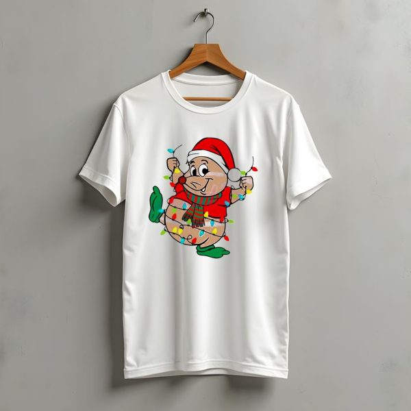 Gus Santa Hat Christmas Lights Cozy Festive Character With Bright Holiday Spirit T Shirt t shirt 1