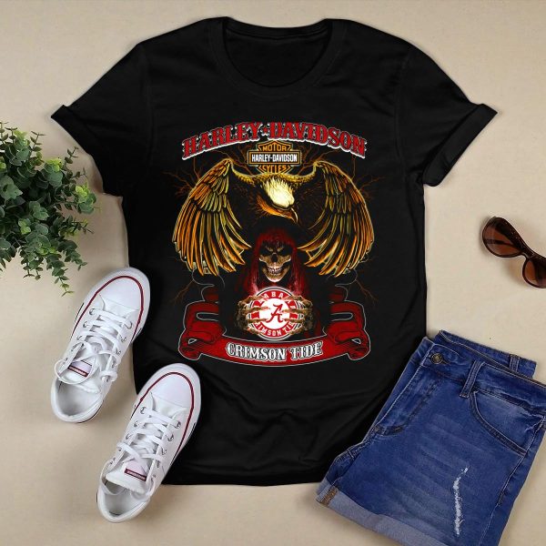 HD Alabama Crimson Tide Ncaa Skull Eagle T Shirt Style 1 Black 1