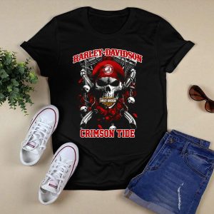 Hd Alabama Crimson Tide Skull And Roses T Shirt