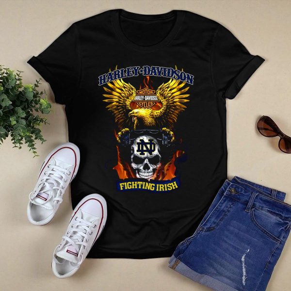 HD Eagle Notre Dame Fighting Irish Skull T Shirt Black 1