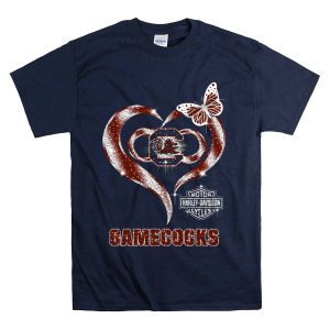 Hd Gamecocks Heart Butterfly Logo South Carolina T-Shirt
