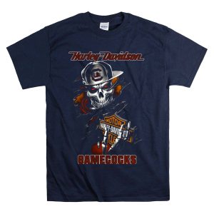Hd Gamecocks Motorcycles Skull With Cap T-Shirt