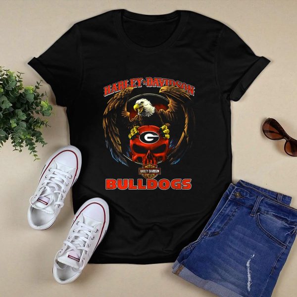 HD Georgia Bulldogs Eagle Motorcycle Cycles T Shirt 1