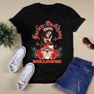 Hd Georgia Bulldogs Roses Skull T Shirt