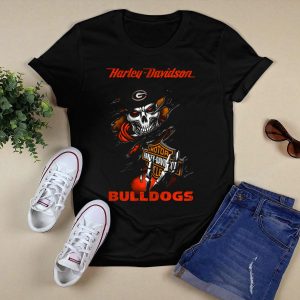 Hd Georgia Bulldogs Skeleton With Motor T Shirt