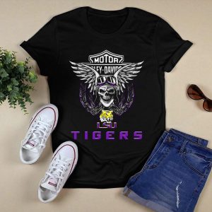 Hd Lsu Tigers Skull And Wings With Chain T-Shirt