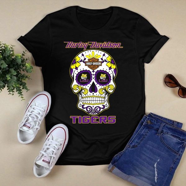 HD Lsu Tigers Sugar Skull T Shirt Black 1