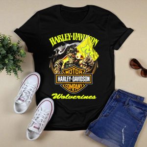 Hd Motor Company Michigan Wolverines 69 Flag Skeleton T-Shirt