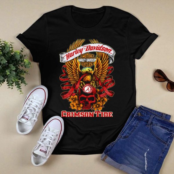 HD Motor Cycles Alabama Crimson Tide T Shirt Style 1 Black 1