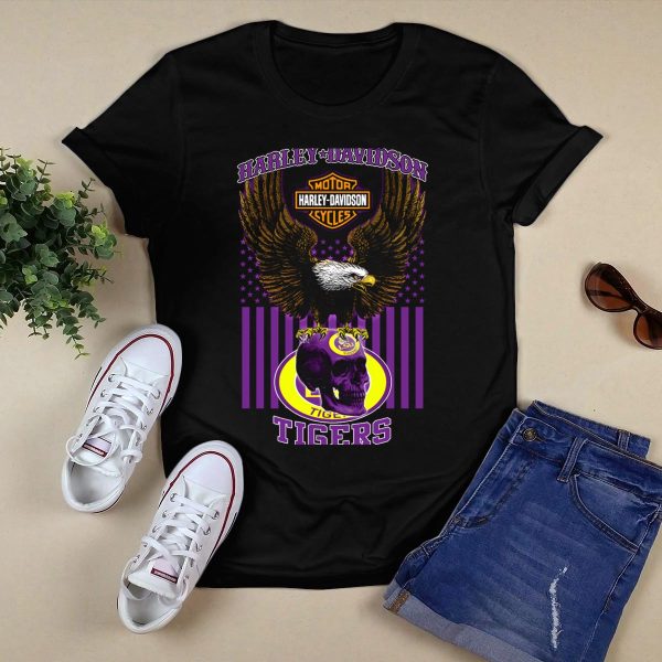 HD Motor Cycles Eagle Lsu Tigers T Shirt Black 1