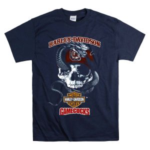 Hd Motor Cycles Gamecocks Skull And Snake South Carolina T-Shirt