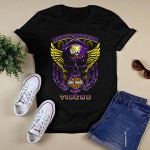 Hd Motor Cycles Lsu Tigers Skull And Wings T-Shirt