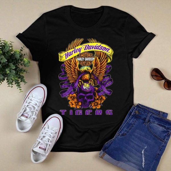 HD Motor Cycles Lsu Tigers T Shirt Black 1