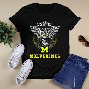 Hd Motor Michigan Wolverines Skull Wings Goggles M T-Shirt