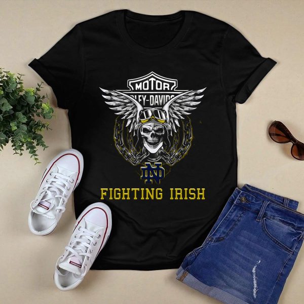 HD Motor Winged Skull Notre Dame Fighting Irish Nd T Shirt Black 1