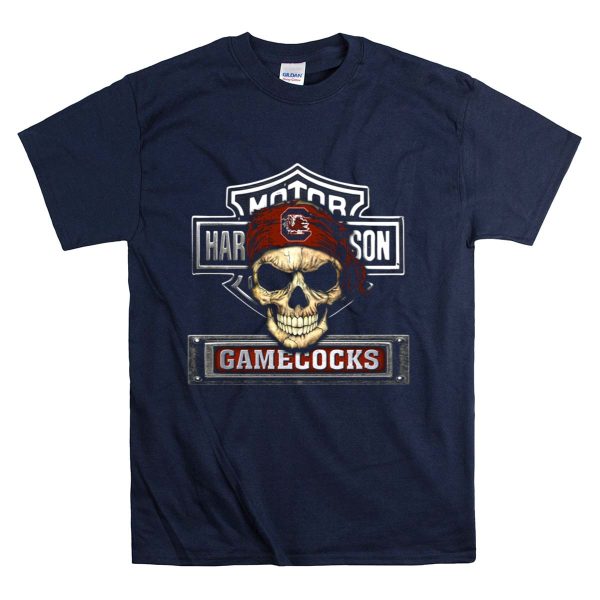 HD Motorcycle Skull South Carolina Gamecocks T Shirt 1 Navy