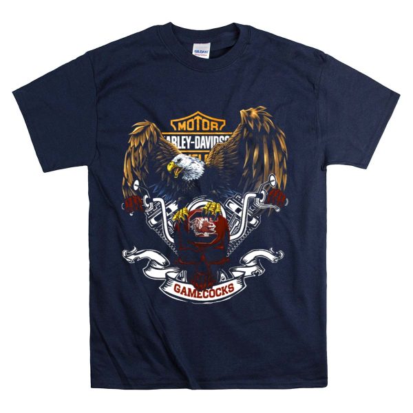 HD Motorcycles Bald Eagle And Skull South Carolina Gamecocks T Shirt 1 Navy