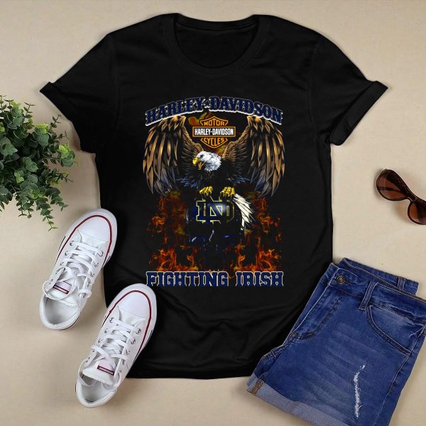 HD Motorcycles Eagle Notre Dame Fighting Irish T Shirt Black 1