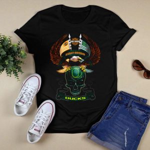 Hd Motorcycles Oregon Ducks Eagle And Skull T-Shirt