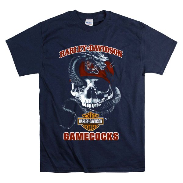 HD Motorcycles South Carolina Gamecocks Skull And Snake T Shirt 1 Navy