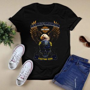 Hd Notre Dame Fighting Irish Eagle And Skull Motorcycle Cycles T-Shirt