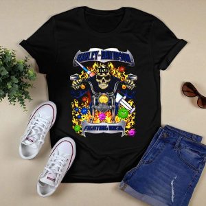 Hd Notre Dame Fighting Irish Skull Motorcycle Flames Viruses T-Shirt
