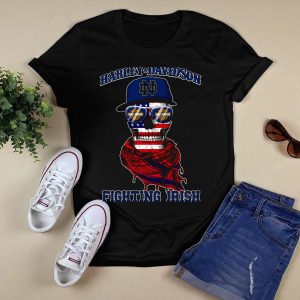 Hd Notre Dame Fighting Irish Skull With American Flag And Bandana T-Shirt