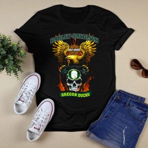 Hd Oregon Ducks Skull And Eagle T-Shirt
