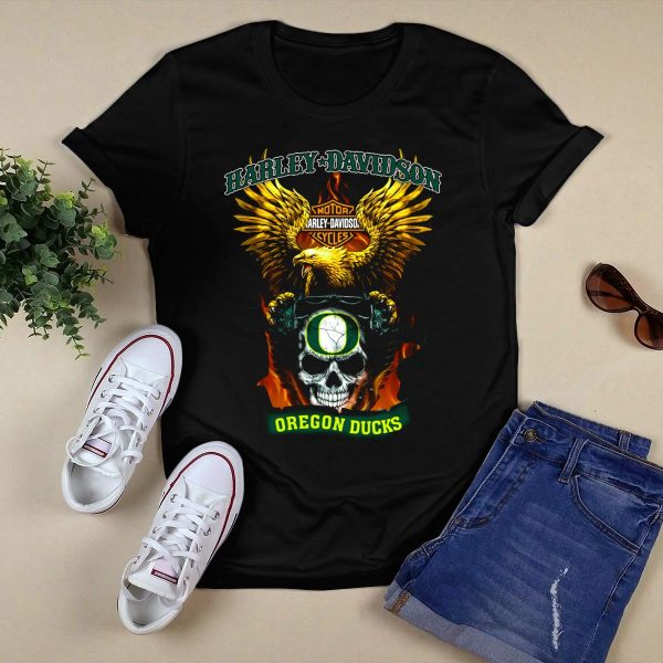 HD Oregon Ducks Skull And Eagle T Shirt 1
