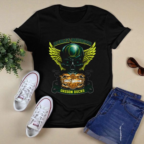 HD Oregon Ducks Skull Winged T Shirt 1