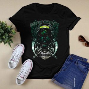 Hd Oregon Ducks Skull Wings Motor Cycles T-Shirt